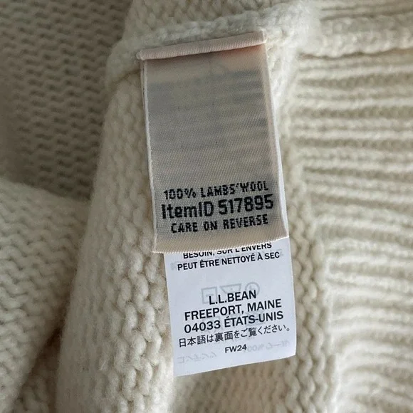 L.L. Bean 100% Lambswool Fair Isle Sweater XS Nordic Yoke Cream Brown - Picture 3 of 6